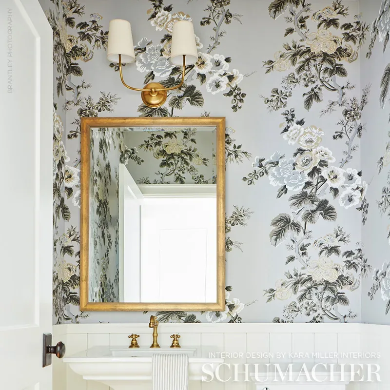 PYNE HOLLYHOCK - GRISAILLE Schumacher Wallpaper | Wallpaper PYNE HOLLYHOCK GRISAILLE Schumacher Wallpaper wallpaper - SKU 5006923