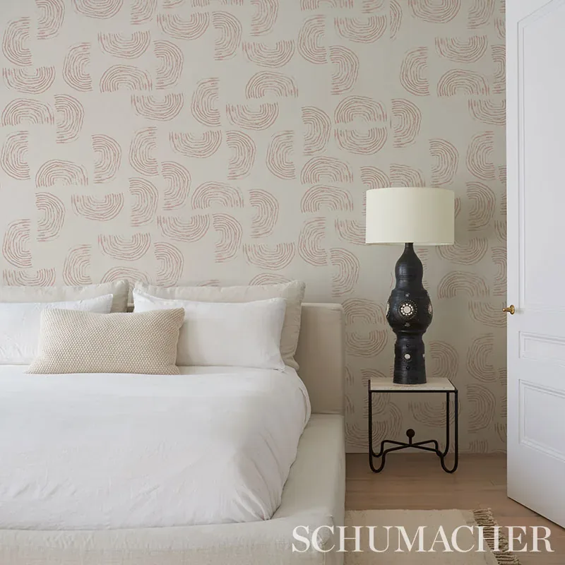QUANSOO CORAL ON IVORY Schumacher Wallpaper wallpaper - SKU 5012402