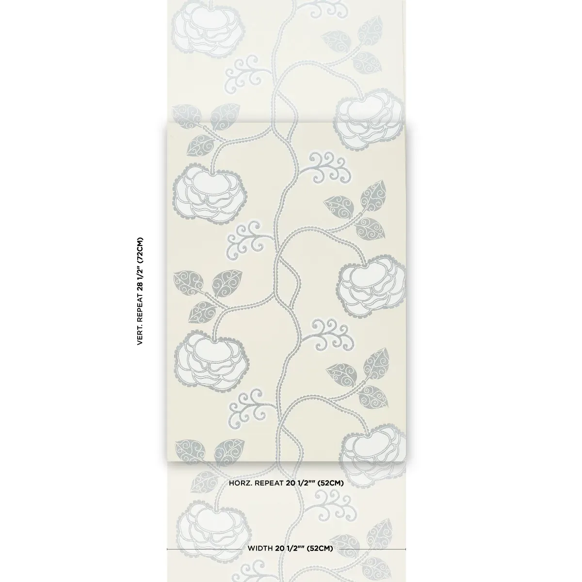 QUEEN FRUIT - SILVER WHITE Schumacher Wallpaper | Wallpaper QUEEN FRUIT SILVER WHITE Schumacher Wallpaper wallpaper - SKU 5011410