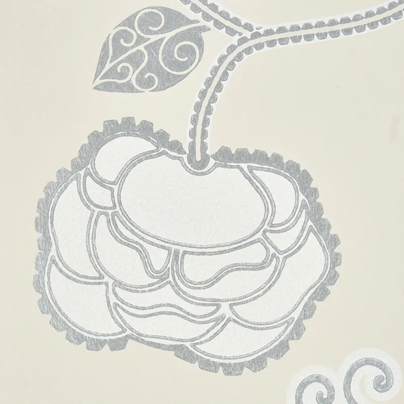 QUEEN FRUIT - SILVER WHITE Schumacher Wallpaper | Wallpaper QUEEN FRUIT SILVER WHITE Schumacher Wallpaper wallpaper - SKU 5011410