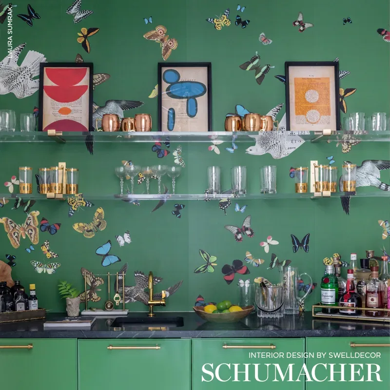QUEEN'S FLIGHT PANEL SET GREEN Schumacher Wallpaper wallpaper - SKU 5010860