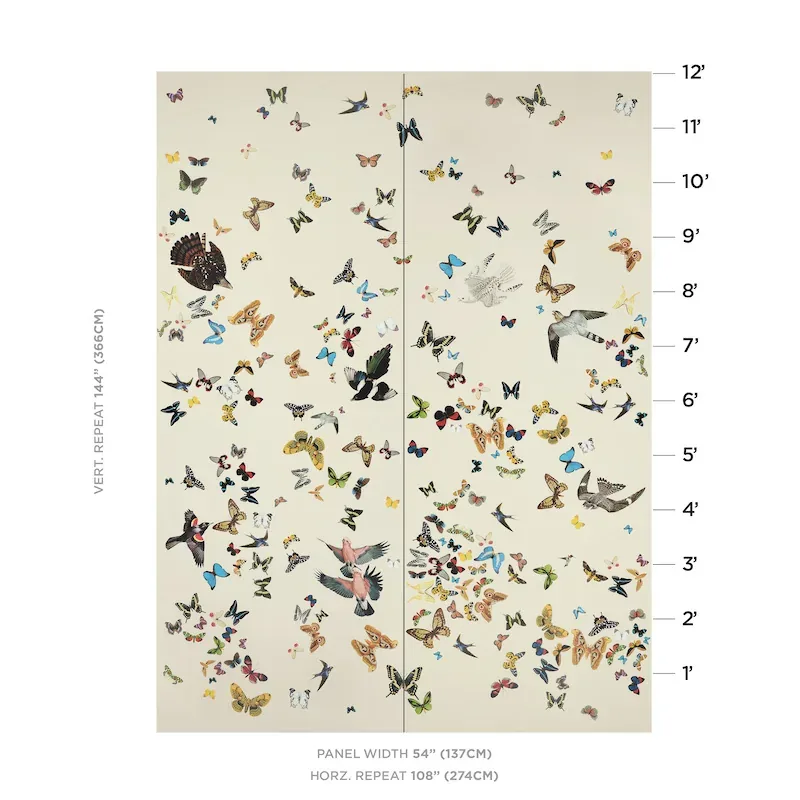 QUEEN'S FLIGHT PANEL SET SAND Schumacher Wallpaper wallpaper - SKU 5010866