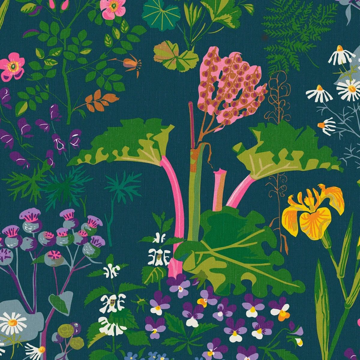 RABARBER CHARCOAL MULTI Schumacher Wallpaper wallpaper - SKU 1791