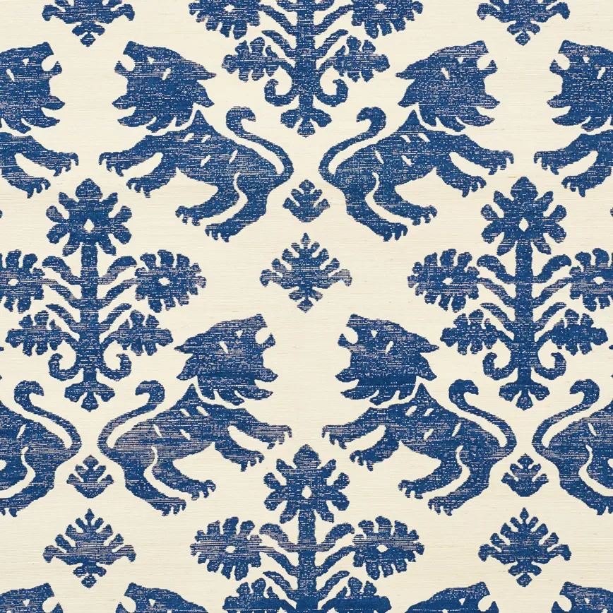 REGALIA SISAL BLUE Schumacher Wallpaper wallpaper - SKU 5010530