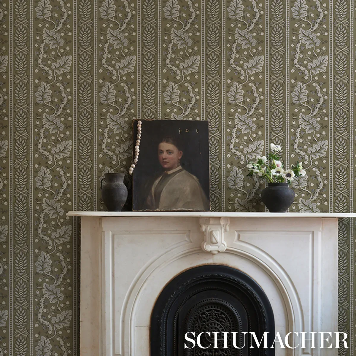RICHMOND HOUSE SAGE Schumacher Wallpaper wallpaper - SKU 5017012