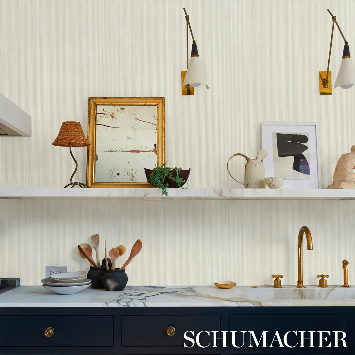 RIMINI RIB - PARCHMENT Schumacher Wallpaper | Wallpaper Twin RIMINI RIB PARCHMENT Schumacher Wallpaper wallpaper - SKU 529909