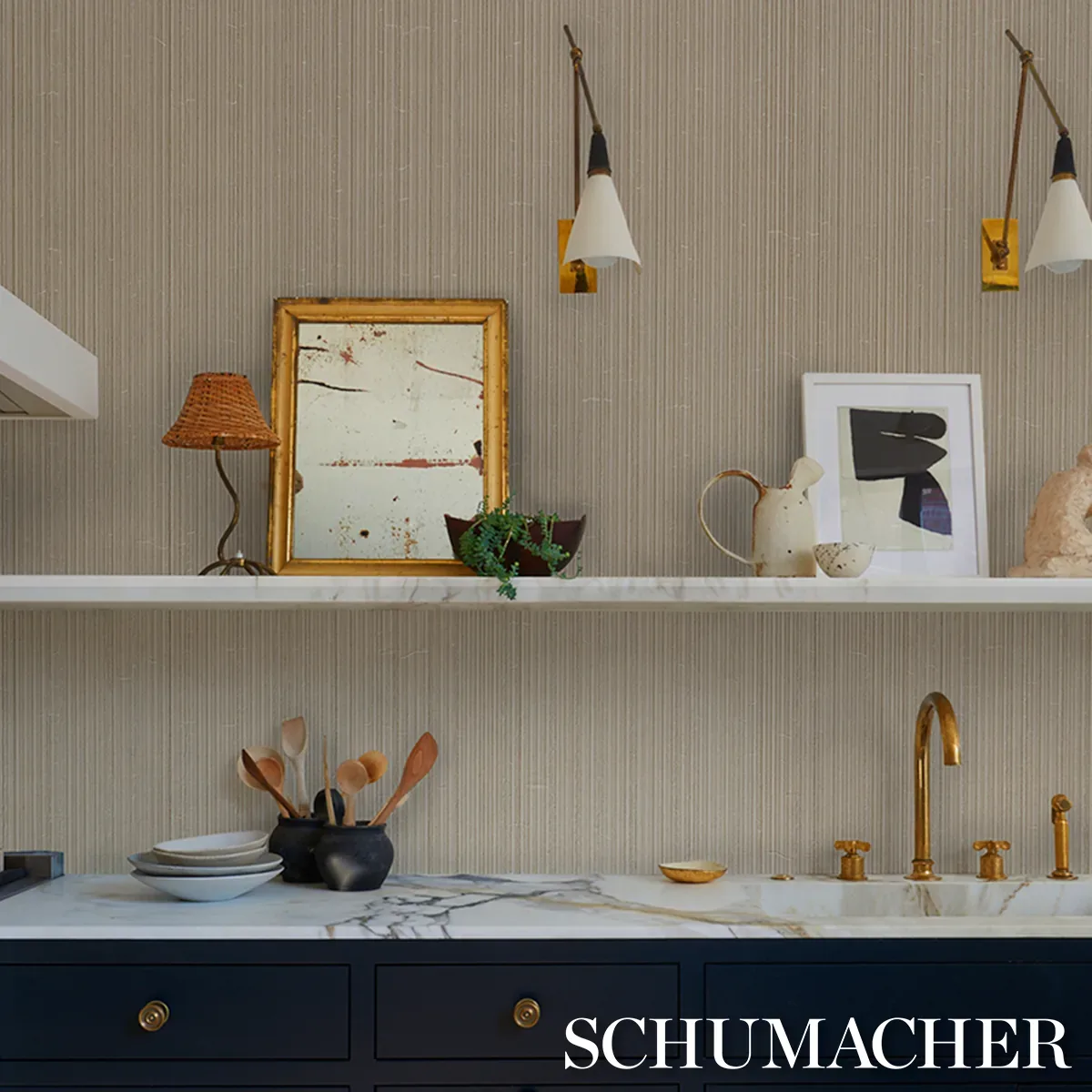 RIMINI RIB VINYL - CHAMPAGNE Schumacher Wallpaper | Wallpape RIMINI RIB VINYL CHAMPAGNE Schumacher Wallpaper wallpaper - SKU 5017471