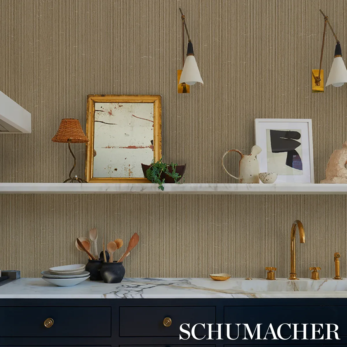RIMINI RIB VINYL - GOLD Schumacher Wallpaper | Wallpaper Twi RIMINI RIB VINYL GOLD Schumacher Wallpaper wallpaper - SKU 5017470