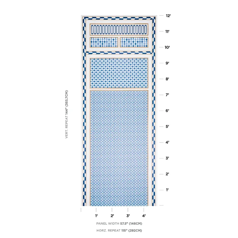 Schumacher ROBINCHON PANEL A wallpaper, color BLUE, SKU 5007101
