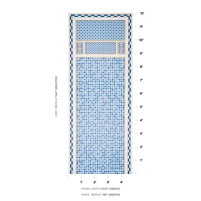 Schumacher ROBINCHON PANEL B wallpaper, color BLUE, SKU 5007111