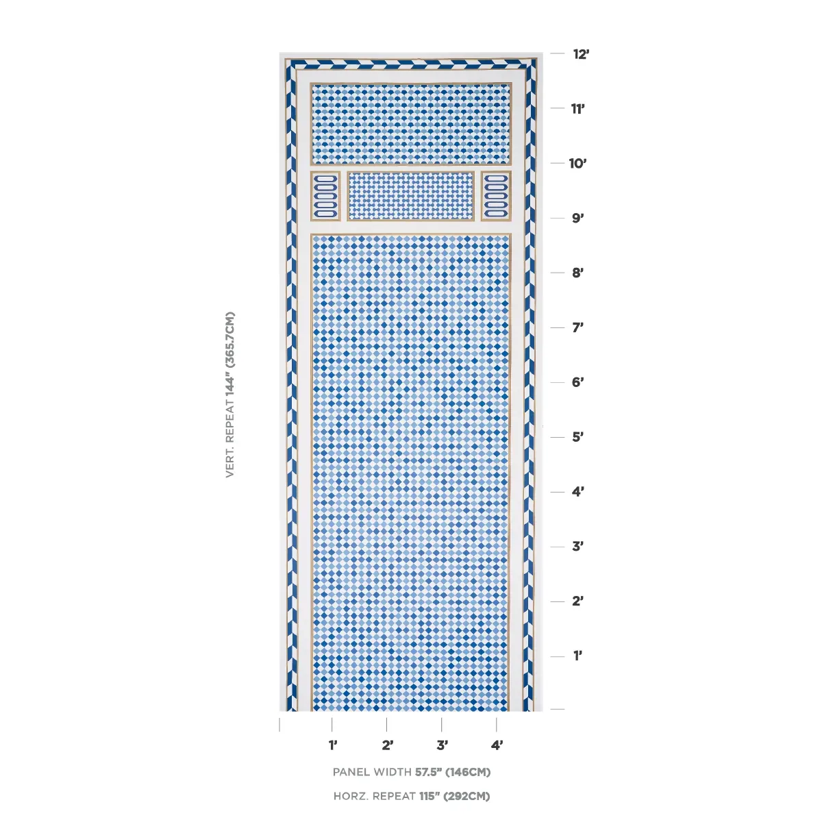 ROBINCHON PANEL B BLUE Schumacher Wallpaper wallpaper - SKU 5007111