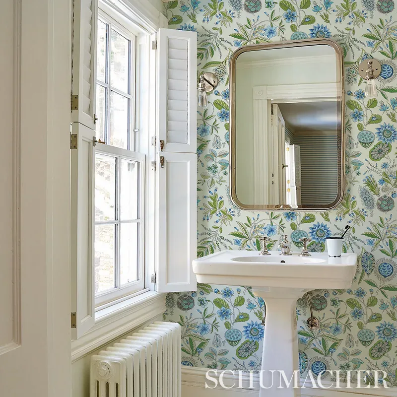 ROCA REDONDA - BLUE & IVORY Schumacher Wallpaper | Wallpaper ROCA REDONDA BLUE & IVORY Schumacher Wallpaper wallpaper - SKU 5011620