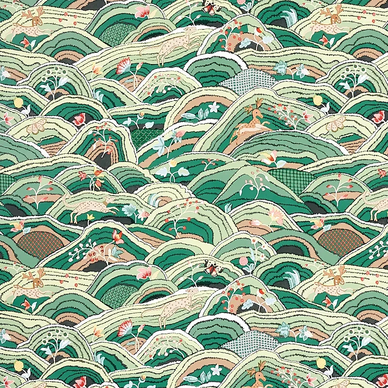 ROLLING HILLS GREEN Schumacher Wallpaper wallpaper - SKU 5012631