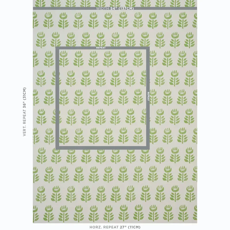 ROSENBORG GREEN Schumacher Wallpaper wallpaper - SKU 5011332