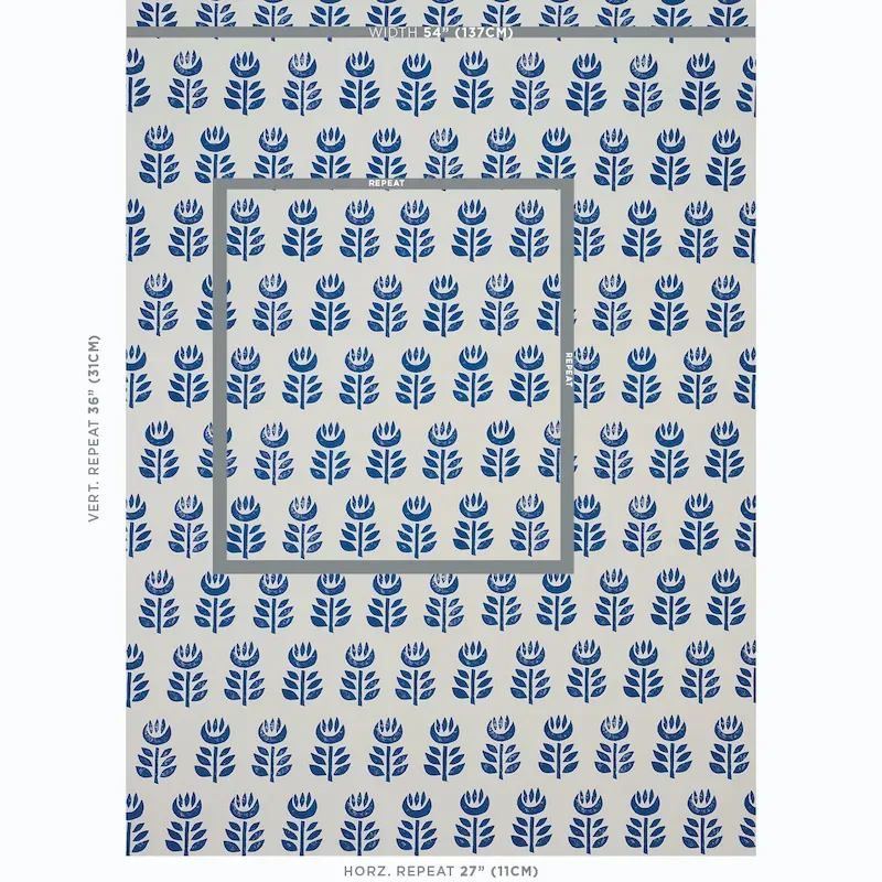ROSENBORG NAVY Schumacher Wallpaper wallpaper - SKU 5011333