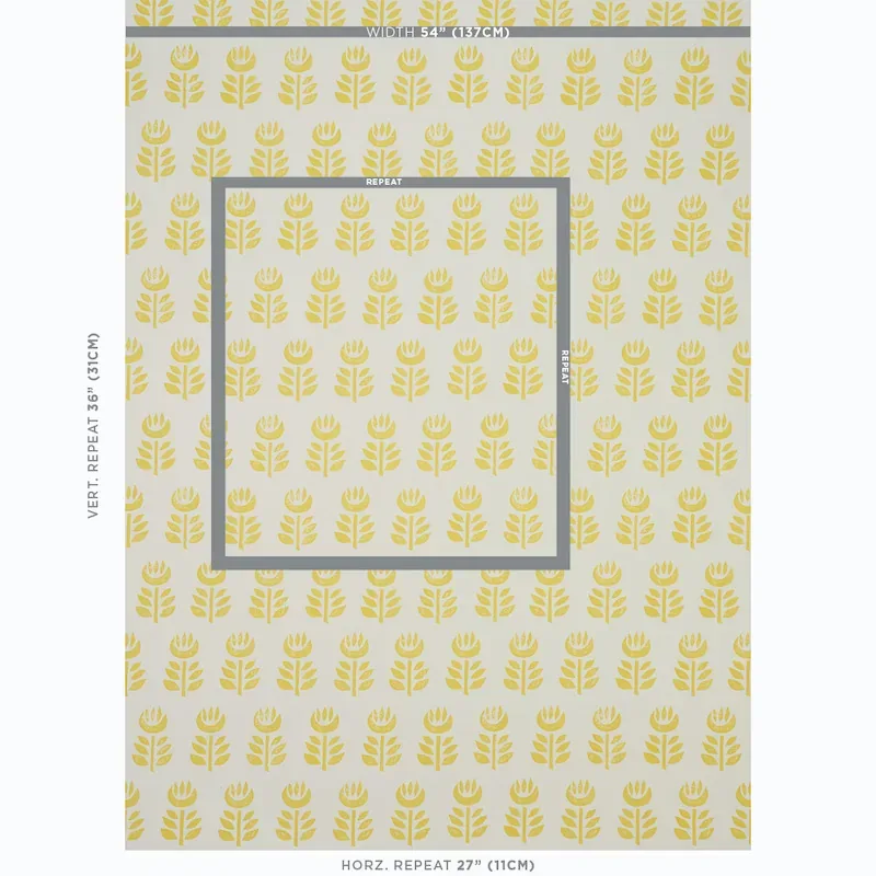 ROSENBORG YELLOW Schumacher Wallpaper wallpaper - SKU 5011331
