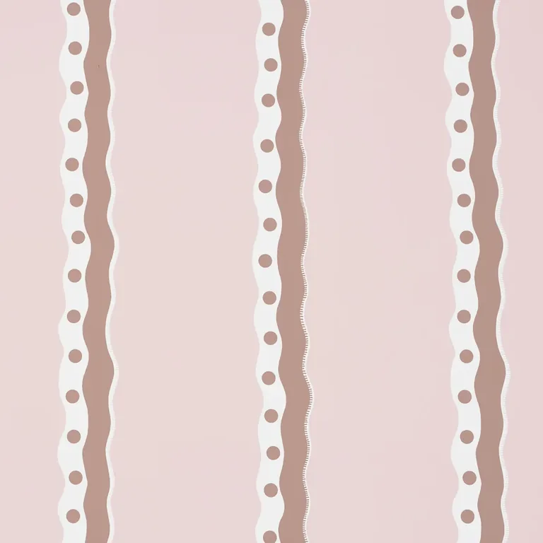 Schumacher ROUSSEAU STRIPE wallpaper, color COCOA & BLUSH, SKU 5015741