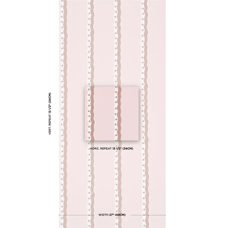 Schumacher ROUSSEAU STRIPE wallpaper, color COCOA & BLUSH, SKU 5015741