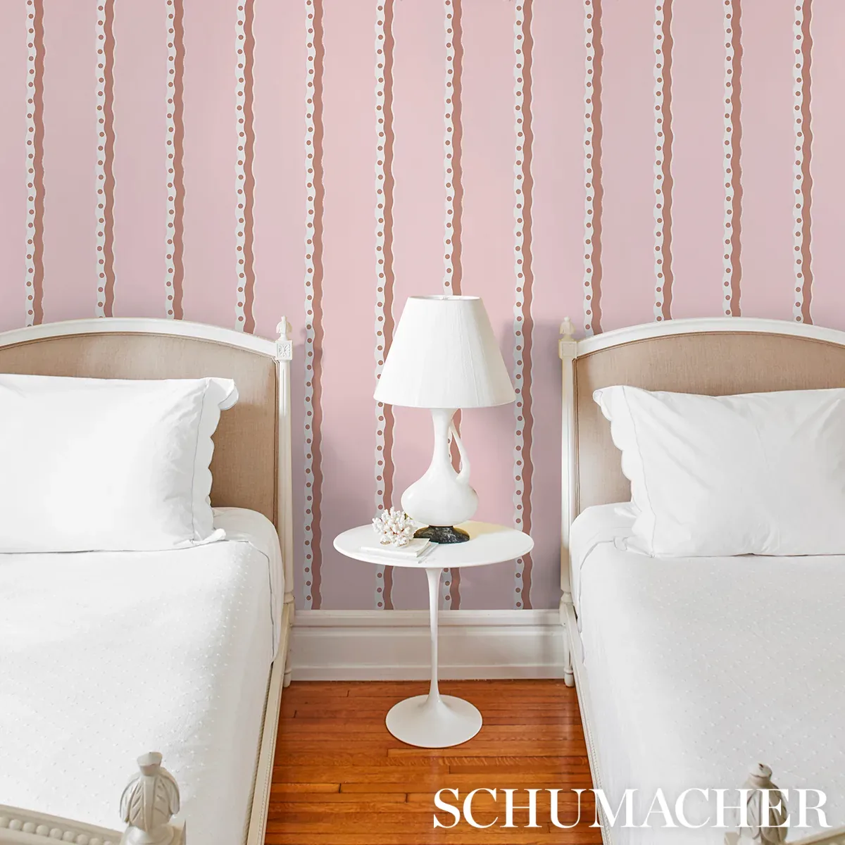 ROUSSEAU STRIPE COCOA & BLUSH Schumacher Wallpaper wallpaper - SKU 5015741