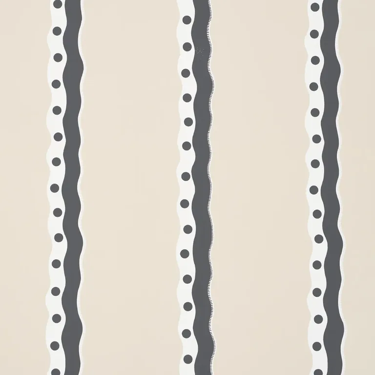 Schumacher ROUSSEAU STRIPE wallpaper, color NOIR & CREAM, SKU 5015742