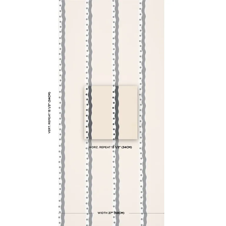 Schumacher ROUSSEAU STRIPE wallpaper, color NOIR & CREAM, SKU 5015742