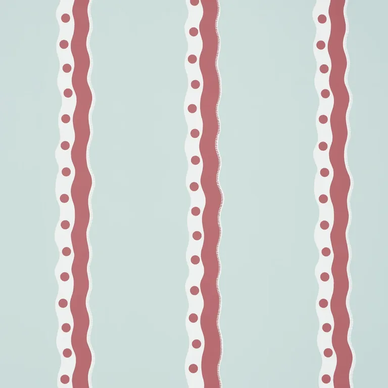 Schumacher ROUSSEAU STRIPE wallpaper, color ROUGE & SKY, SKU 5015740