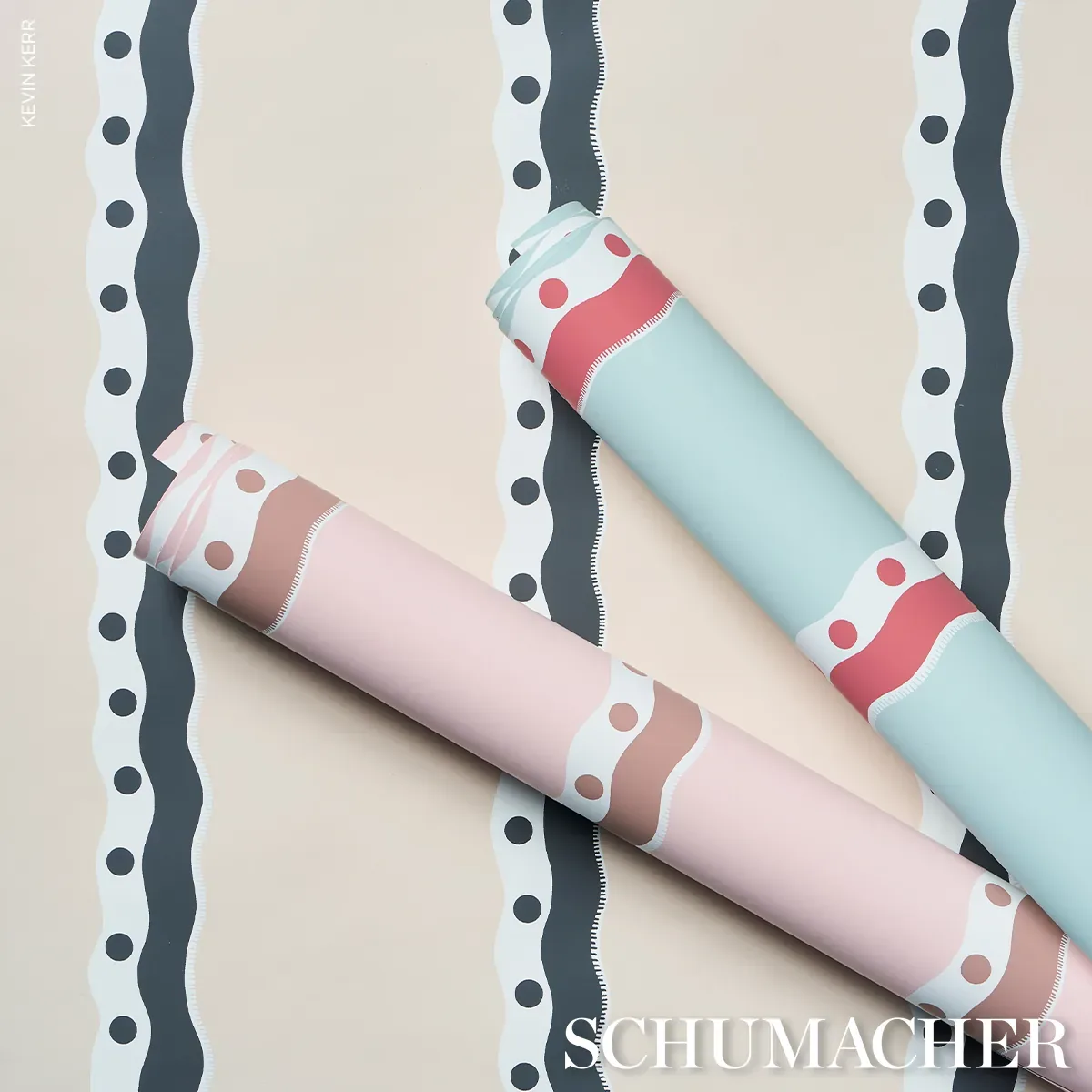 ROUSSEAU STRIPE ROUGE & SKY Schumacher Wallpaper wallpaper - SKU 5015740