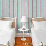 ROUSSEAU STRIPE ROUGE & SKY Schumacher Wallpaper wallpaper - SKU 5015740