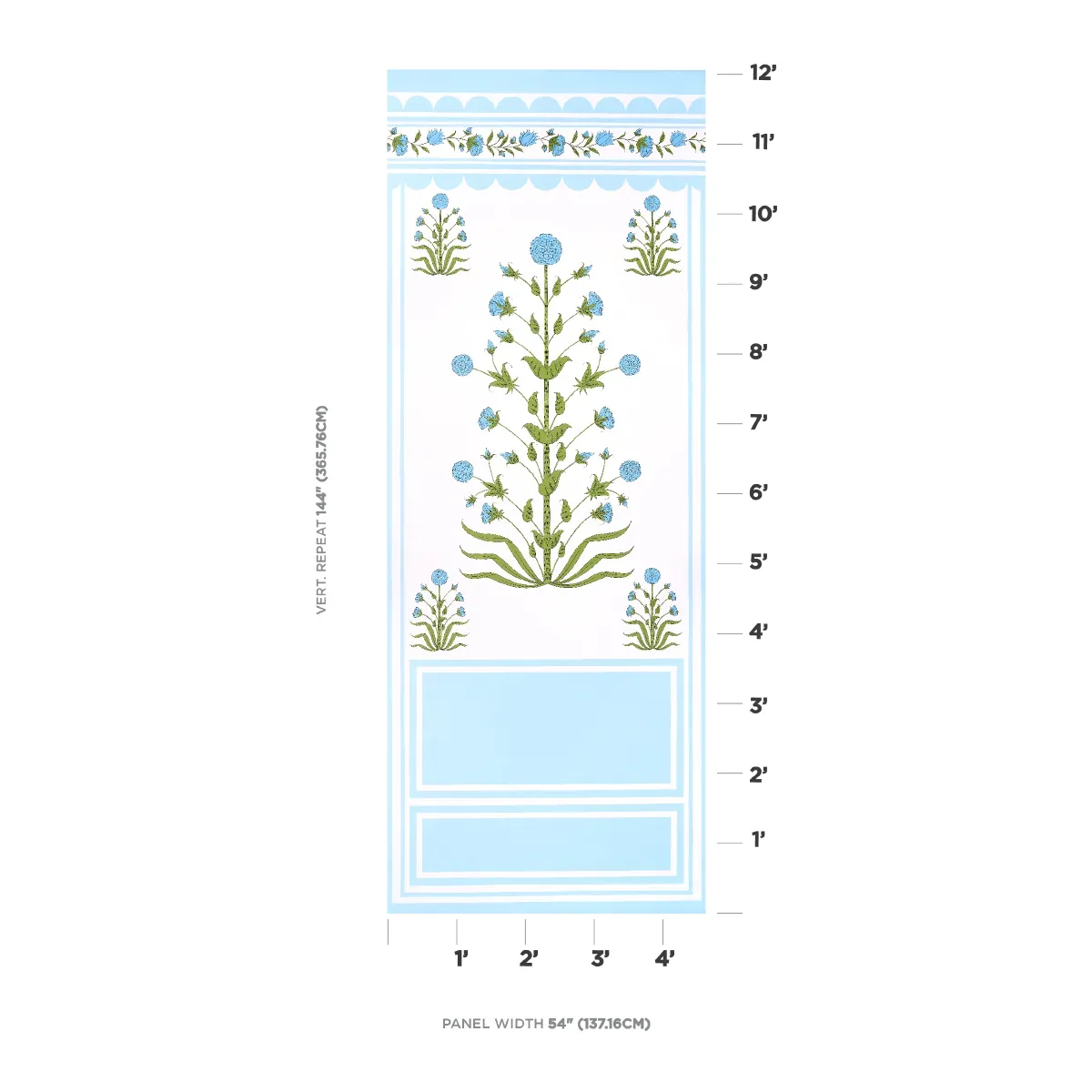 ROYAL POPPY PANEL A BLUE Schumacher Wallpaper wallpaper - SKU 5014431