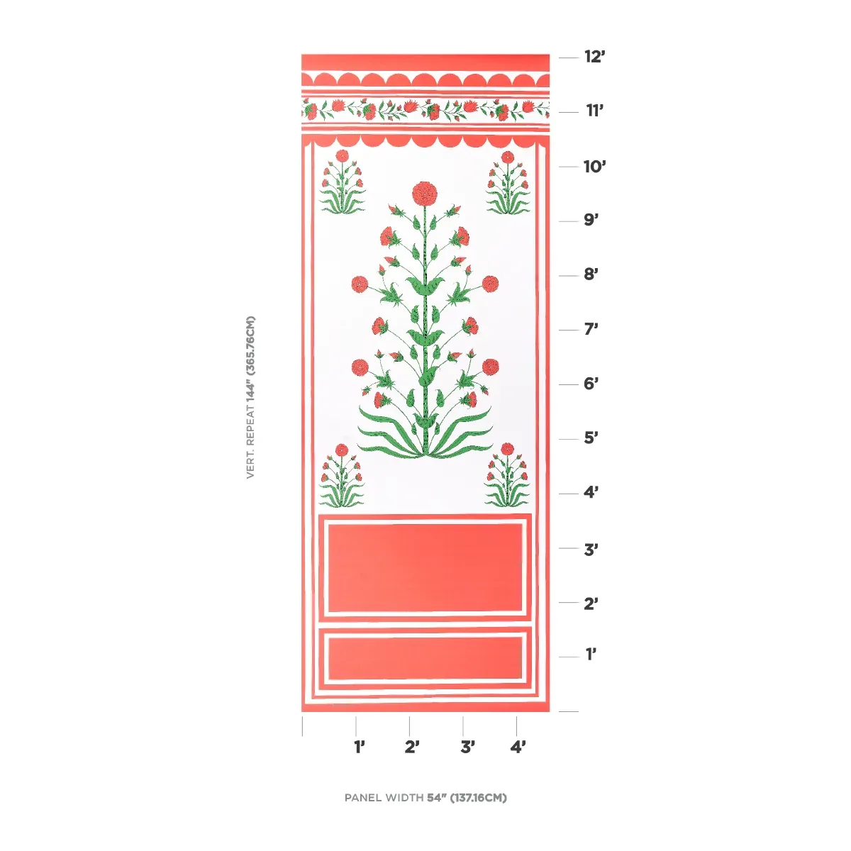 ROYAL POPPY PANEL A RED Schumacher Wallpaper wallpaper - SKU 5014430