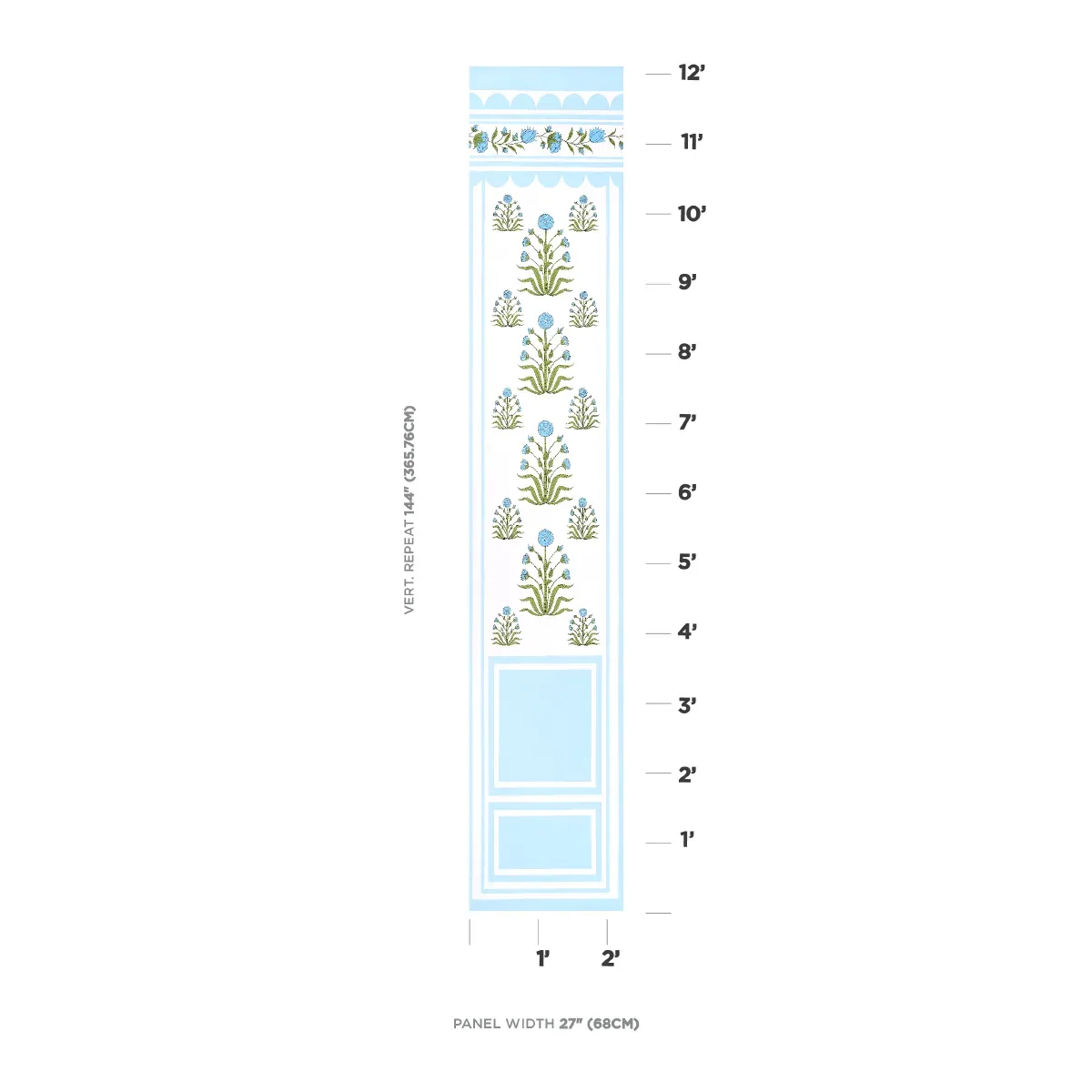ROYAL POPPY PANEL B BLUE Schumacher Wallpaper wallpaper - SKU 5014441