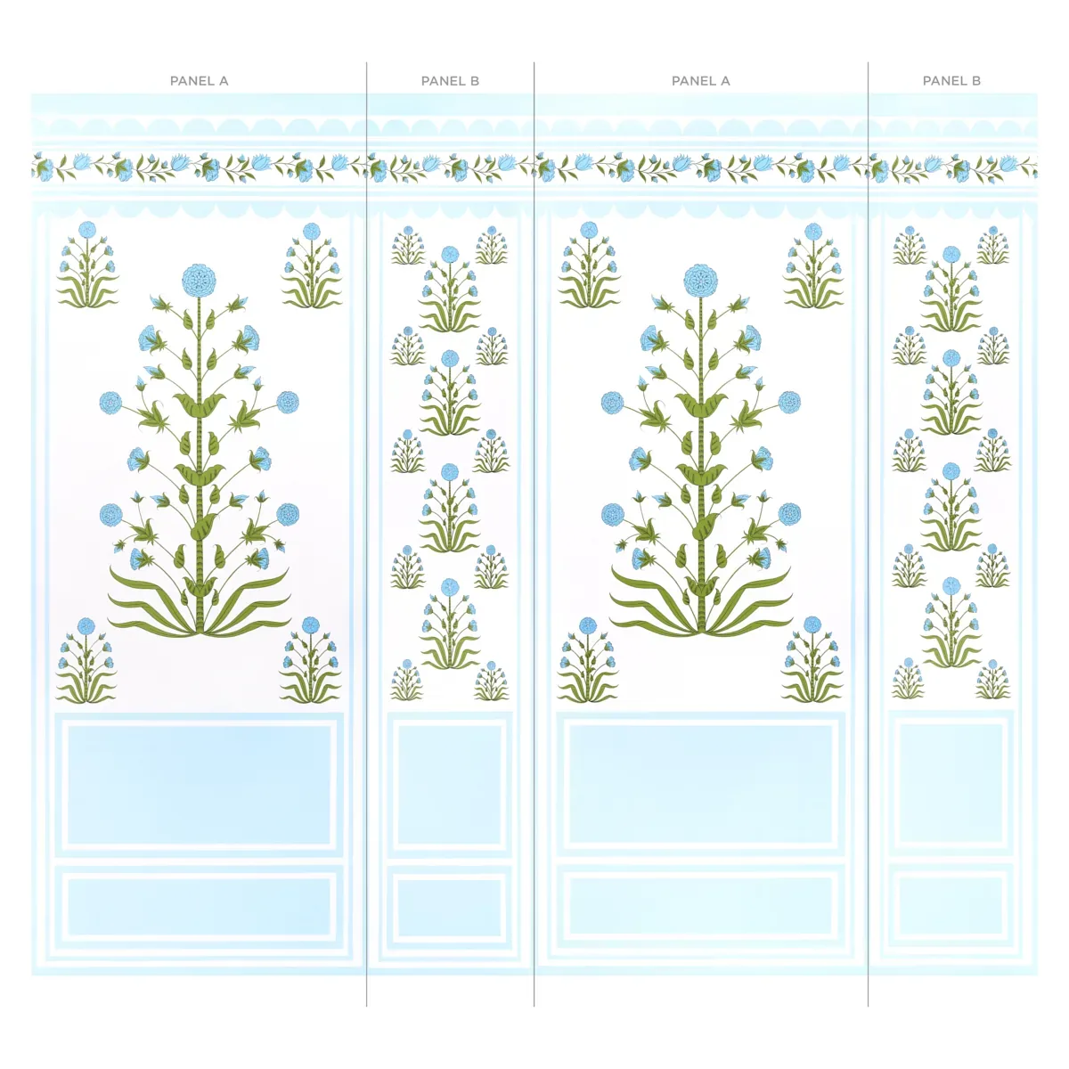 ROYAL POPPY PANEL B BLUE Schumacher Wallpaper wallpaper - SKU 5014441