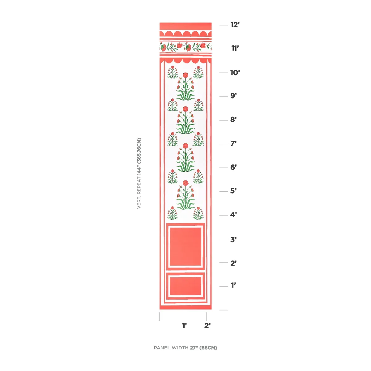 ROYAL POPPY PANEL B RED Schumacher Wallpaper wallpaper - SKU 5014440