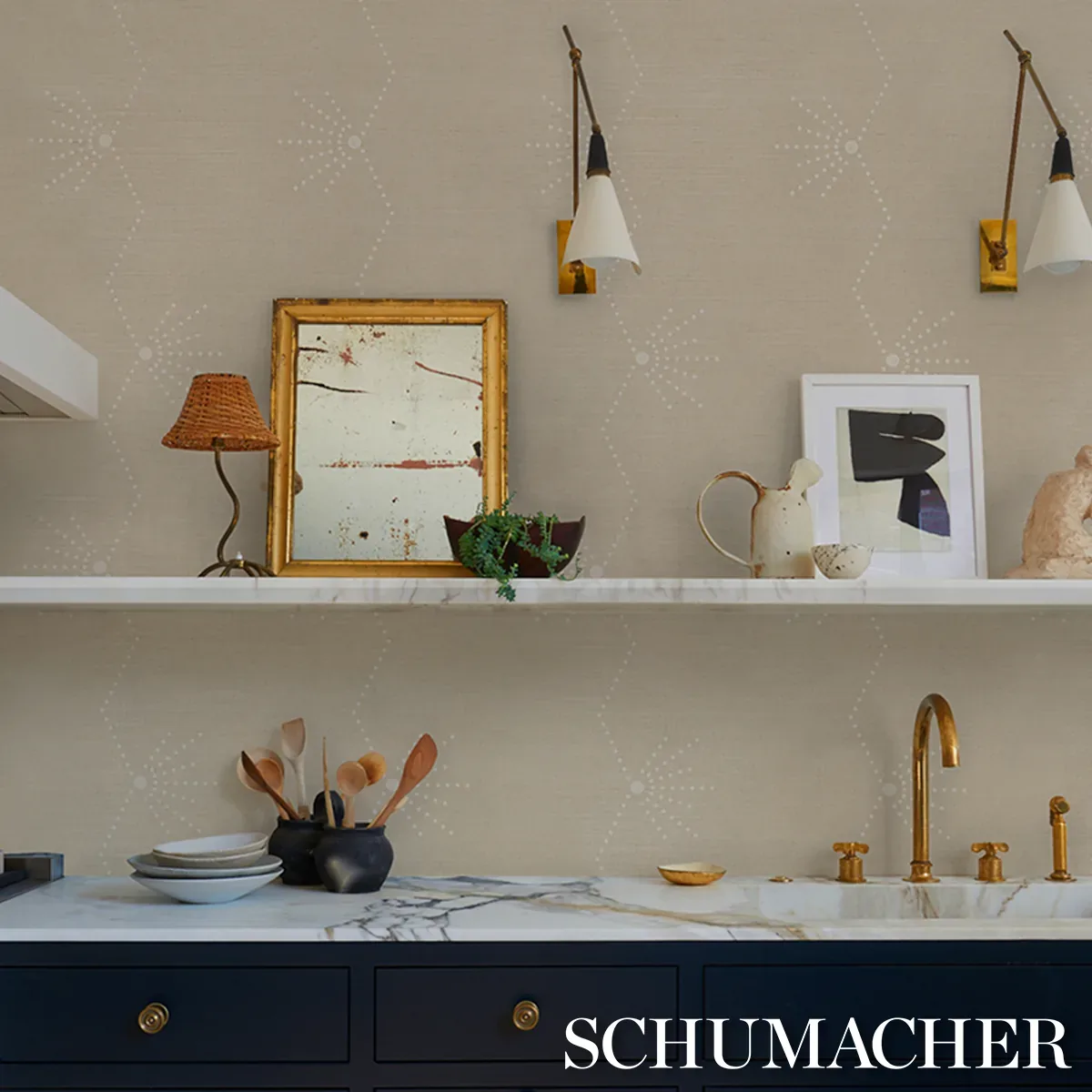 ROYÈRE STRIPE SISAL SAND Schumacher Wallpaper wallpaper - SKU 5016721