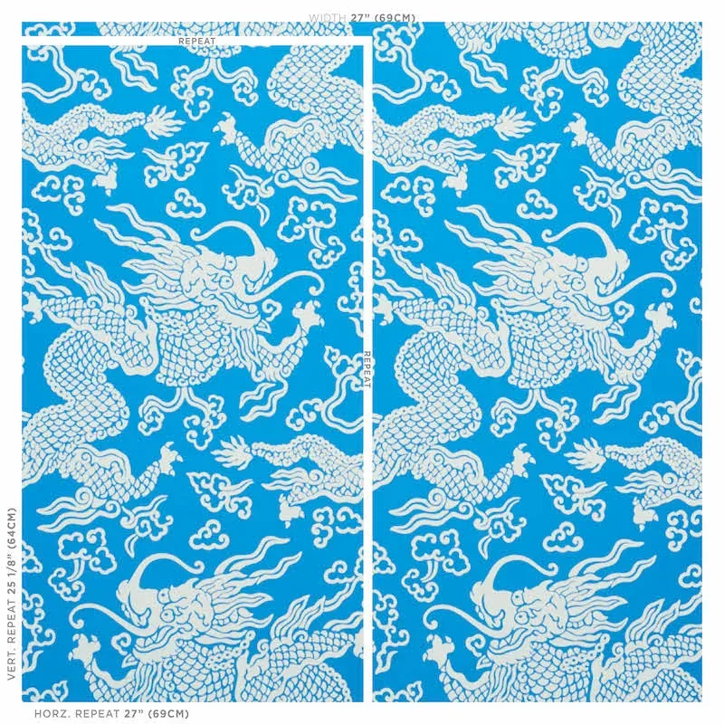 RUAN DRAGON DAMASK BLUE Schumacher Wallpaper wallpaper - SKU 5010881
