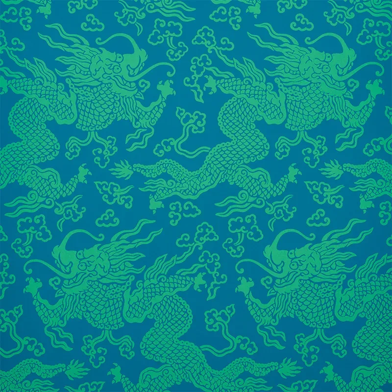 RUAN DRAGON DAMASK PEACOCK Schumacher Wallpaper wallpaper - SKU 5010882