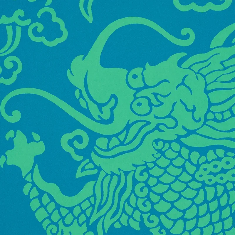 RUAN DRAGON DAMASK PEACOCK Schumacher Wallpaper wallpaper - SKU 5010882