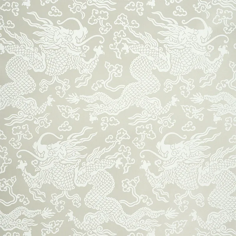RUAN DRAGON DAMASK WARM SILVER Schumacher Wallpaper wallpaper - SKU 5010880