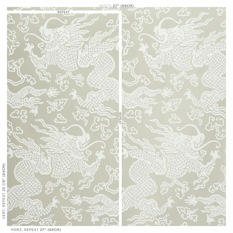 RUAN DRAGON DAMASK WARM SILVER Schumacher Wallpaper wallpaper - SKU 5010880