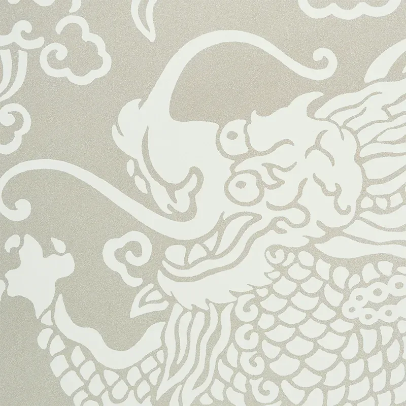 RUAN DRAGON DAMASK WARM SILVER Schumacher Wallpaper wallpaper - SKU 5010880