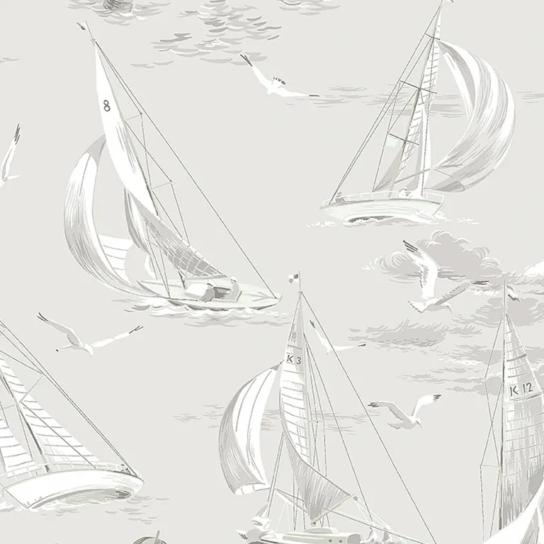 Schumacher SAILBOATS wallpaper, color GREY, SKU 8855