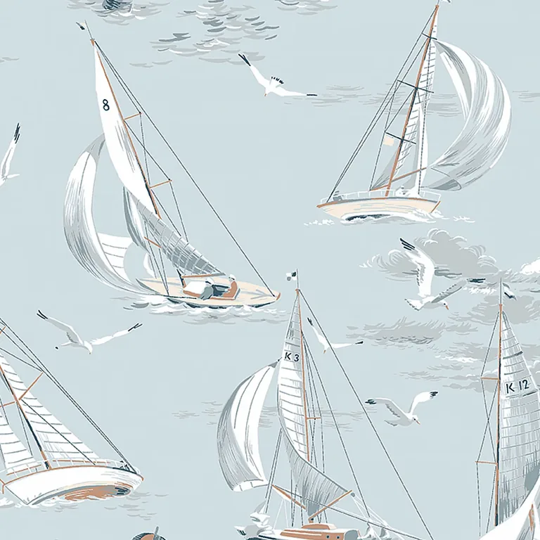 Schumacher SAILBOATS wallpaper, color SKY, SKU 8854