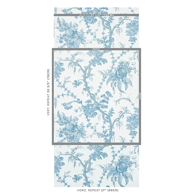 SAN CRISTOBAL TOILE - PEACOCK Schumacher Wallpaper | Wallpap SAN CRISTOBAL TOILE PEACOCK Schumacher Wallpaper wallpaper - SKU 5010620