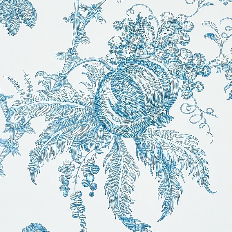 SAN CRISTOBAL TOILE - PEACOCK Schumacher Wallpaper | Wallpap SAN CRISTOBAL TOILE PEACOCK Schumacher Wallpaper wallpaper - SKU 5010620