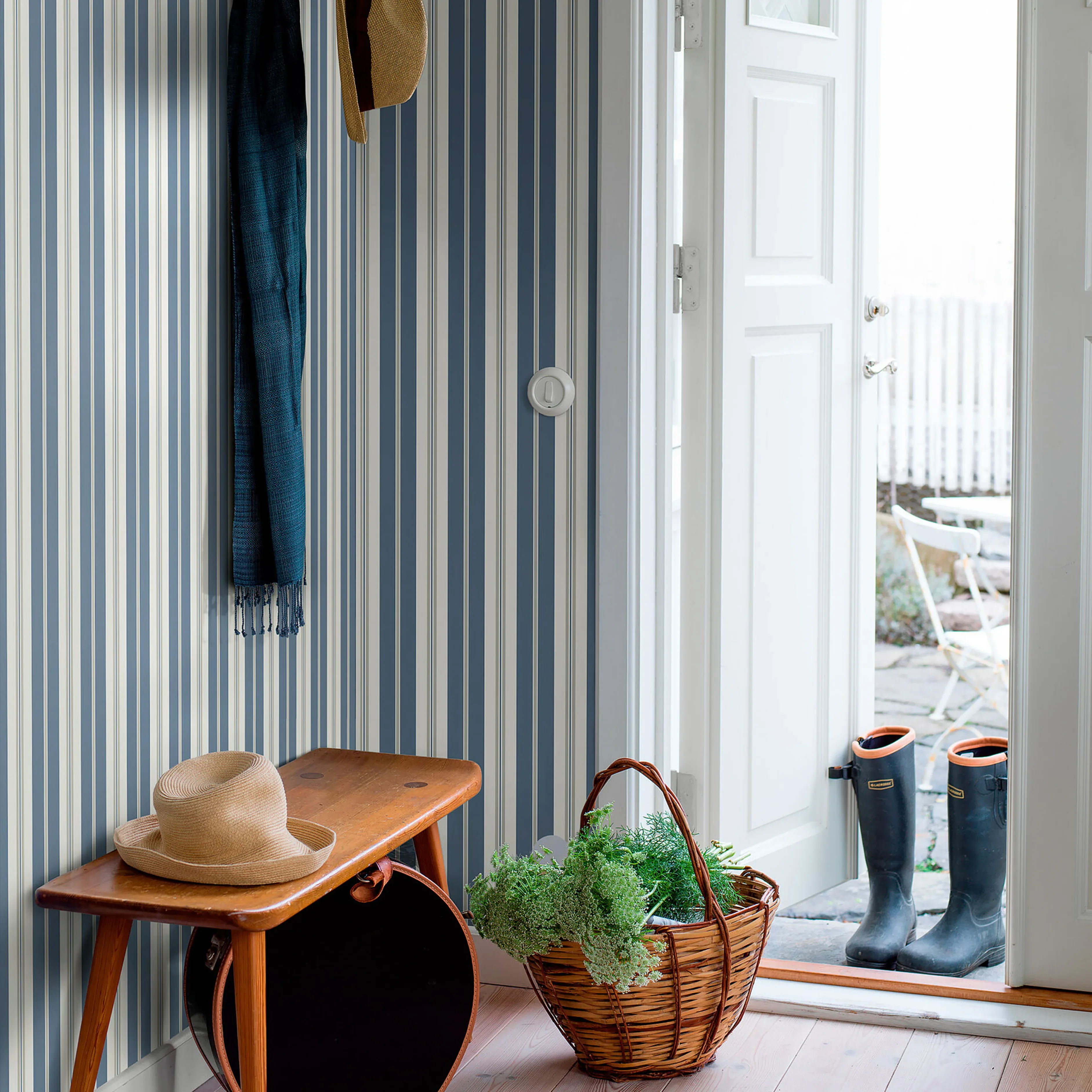 SANDHAMN STRIPE BLUE Schumacher Wallpaper wallpaper - SKU 8885