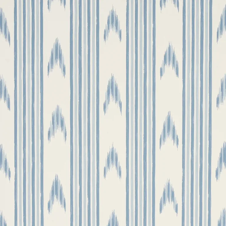 Schumacher SANTA BARBARA IKAT wallpaper, color CHINA BLUE, SKU 5009223