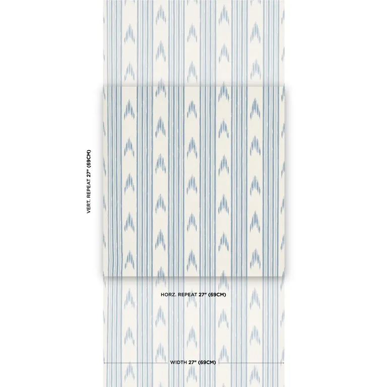 Schumacher SANTA BARBARA IKAT wallpaper, color CHINA BLUE, SKU 5009223