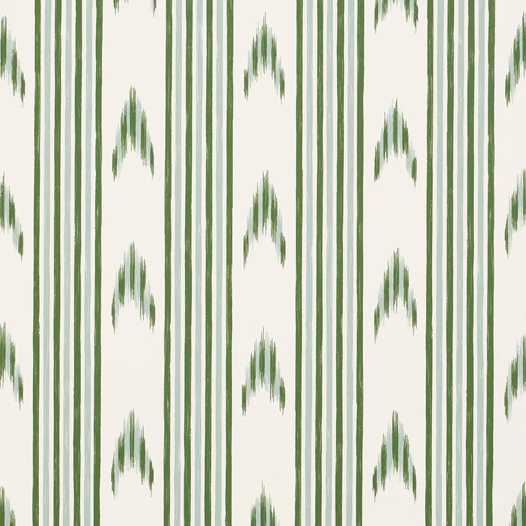 Schumacher SANTA BARBARA IKAT wallpaper, color LEAF GREEN, SKU 5009224