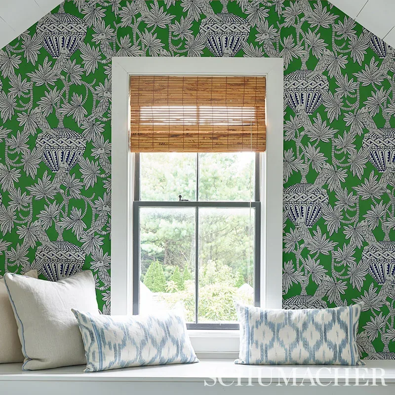 SANTAREM - GREEN Schumacher Wallpaper | Wallpaper Twins SANTAREM GREEN Schumacher Wallpaper wallpaper - SKU 5012821