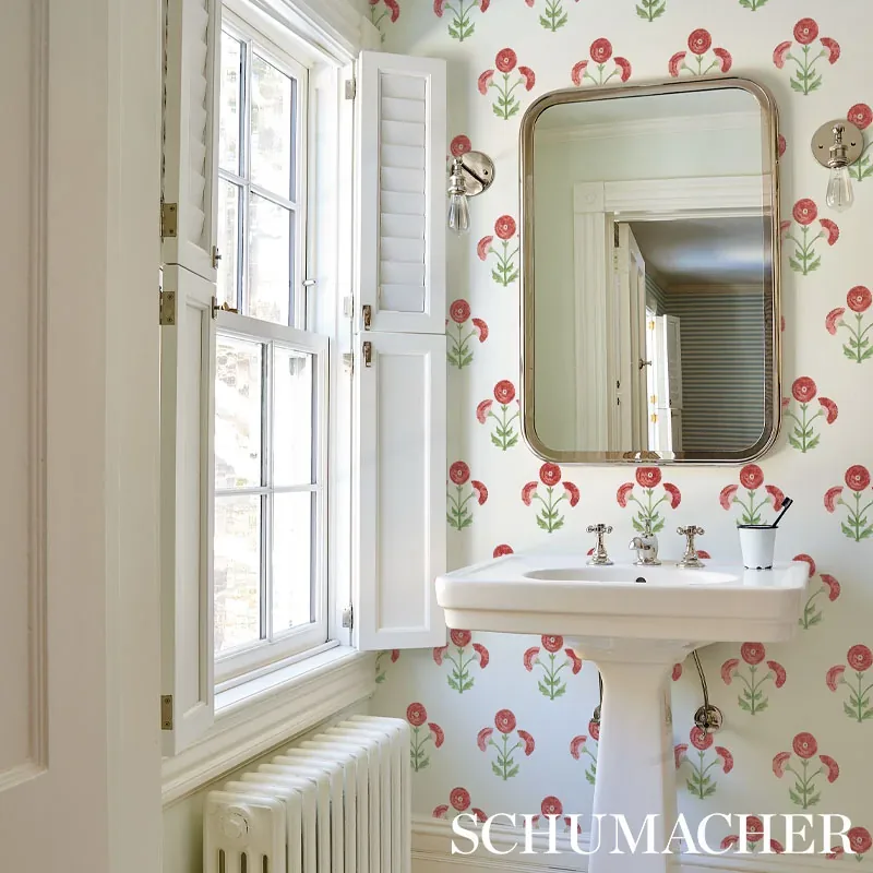 SARANDA FLOWER CARDINAL Schumacher Wallpaper wallpaper - SKU 5012410